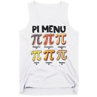 Pi Menu Funny Math Teacher Pi Day 3.14 Pie Tank Top