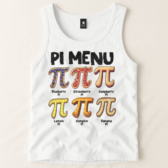Pi Menu Funny Math Teacher Pi Day 3.14 Pie Tank Top