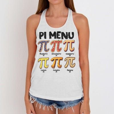 Pi Menu Funny Math Teacher Pi Day 3.14 Pie Women's Knotted Racerback Tank
