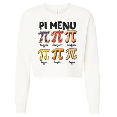 Pi Menu Funny Math Teacher Pi Day 3.14 Pie Cropped Pullover Crew