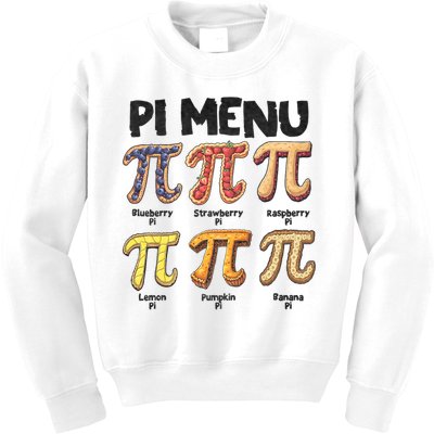 Pi Menu Funny Math Teacher Pi Day 3.14 Pie Kids Sweatshirt