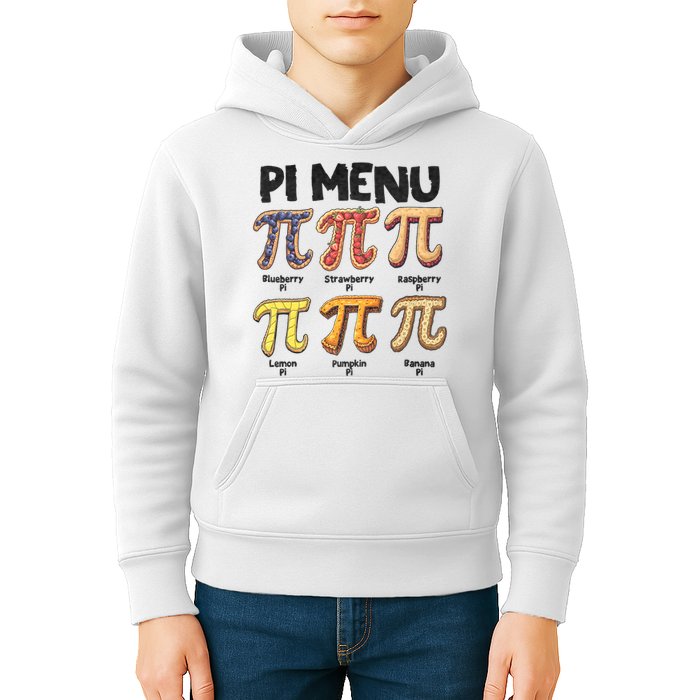 Pi Menu Funny Math Teacher Pi Day 3.14 Pie Kids Hoodie
