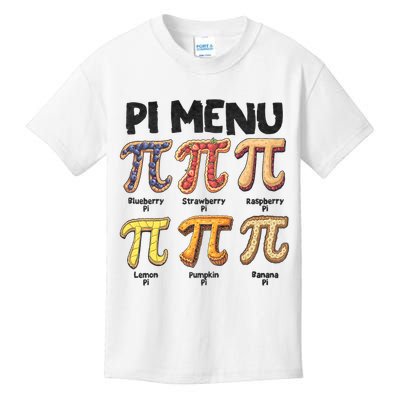 Pi Menu Funny Math Teacher Pi Day 3.14 Pie Kids T-Shirt