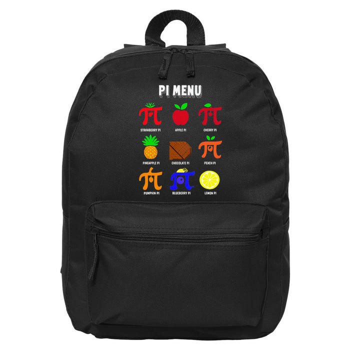 Pie Menu Funny Pi Day Pi 3 16 in Basic Backpack