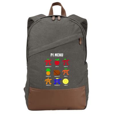 Pie Menu Funny Pi Day Pi 3 Cotton Canvas Backpack