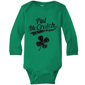 Pat McCrotch Funny Saint Patricks Day St Patricks Day Irish Baby Long Sleeve Bodysuit