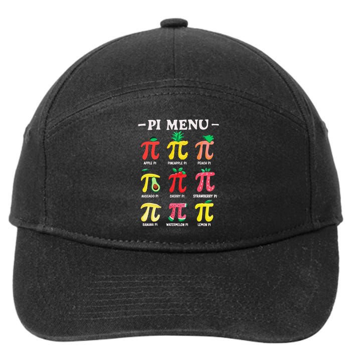 Pie Menu Funny Pi Day Pi 3 7-Panel Snapback Hat