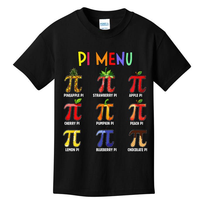 Pie Menu Funny Pi Day Pi 3 Kids T-Shirt