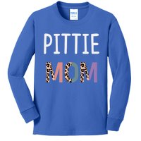 Pittie Mom Funny Pitbull Dog Lover Gift Leopard Gift Kids Long Sleeve Shirt