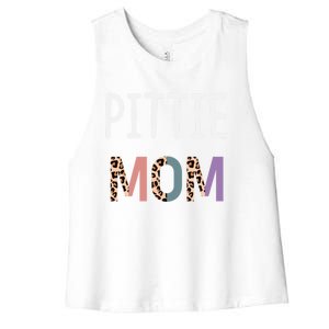 Pittie Mom Funny Pitbull Dog Lover Gift Leopard Gift Women's Racerback Cropped Tank