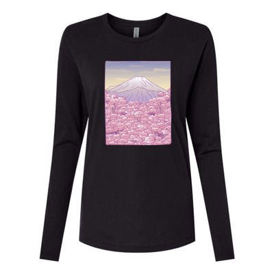 Pastel Mount Fuji Womens Cotton Relaxed Long Sleeve T-Shirt