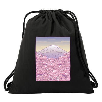 Pastel Mount Fuji Drawstring Bag