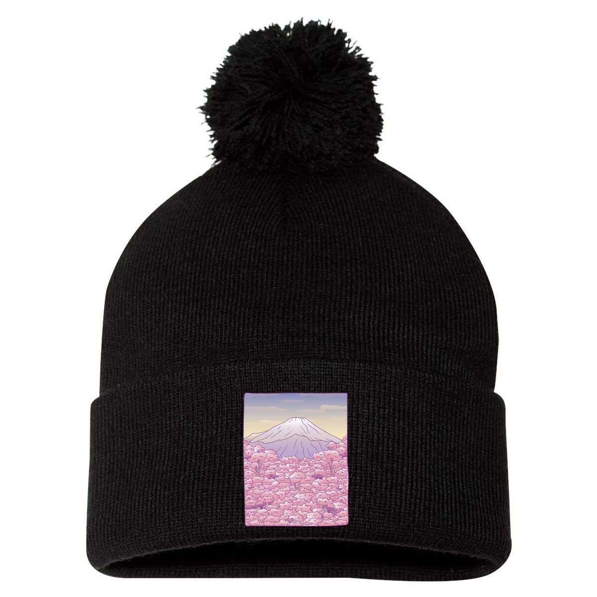 Pastel Mount Fuji Pom Pom 12in Knit Beanie