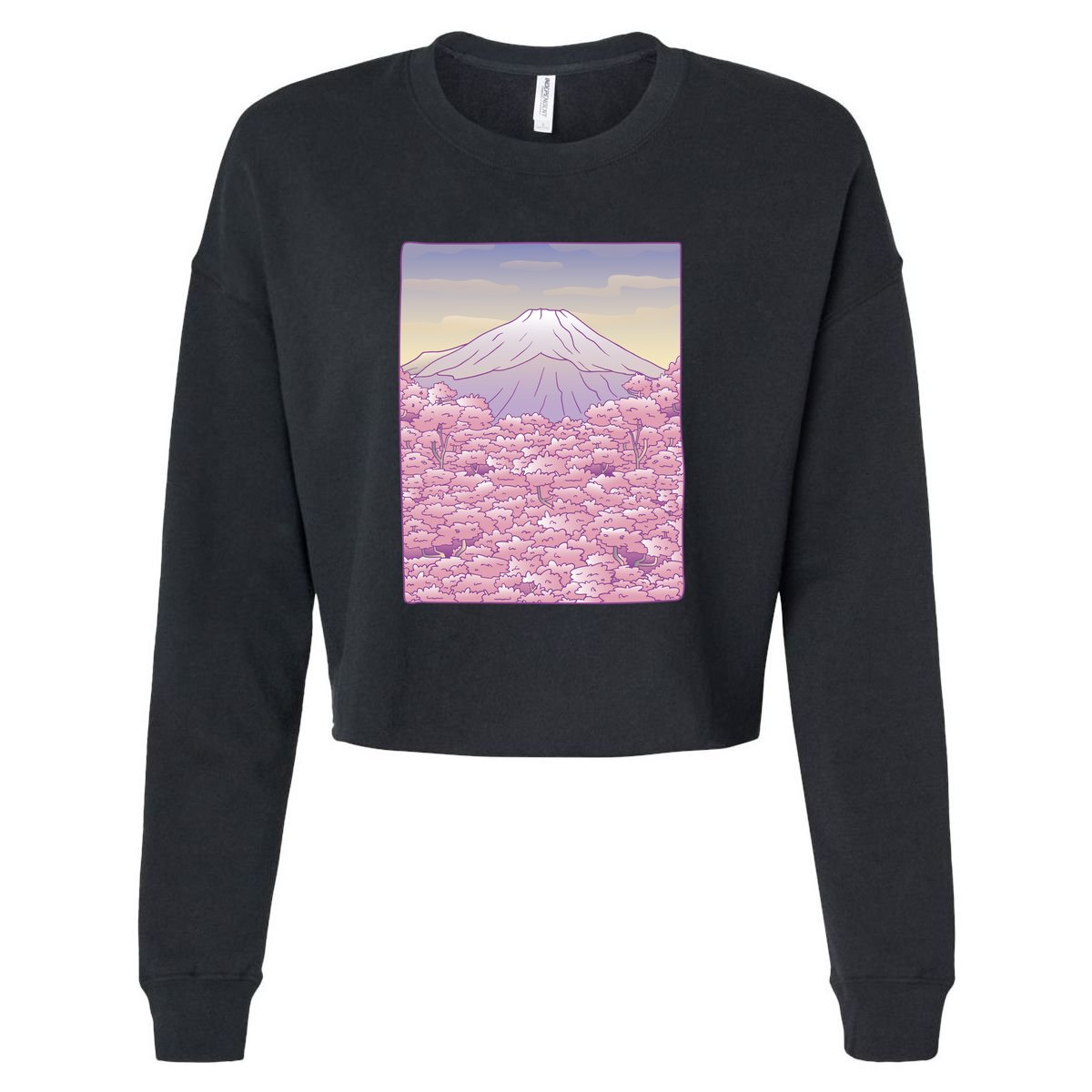 Pastel Mount Fuji Cropped Pullover Crew