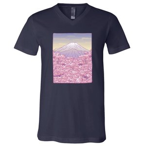 Pastel Mount Fuji V-Neck T-Shirt