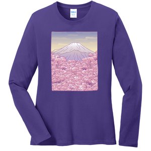 Pastel Mount Fuji Ladies Long Sleeve Shirt