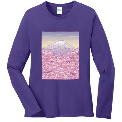 Pastel Mount Fuji Ladies Long Sleeve Shirt