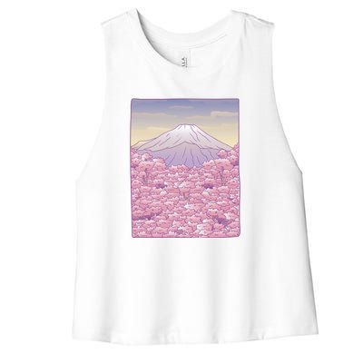 Pastel Mount Fuji Women's Racerback Cropped Tank