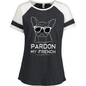 Pardon My French Frenchie Bulldog Enza Ladies Jersey Colorblock Tee