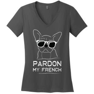 Pardon My French Frenchie Bulldog Women's V-Neck T-Shirt