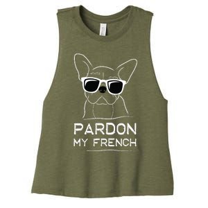 Pardon My French Frenchie Bulldog Women's Racerback Cropped Tank