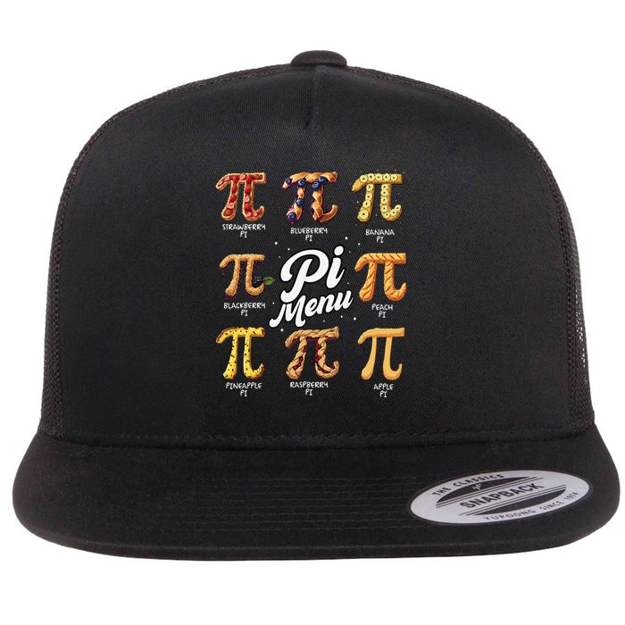 Pi Menu Funny Math Teacher Pi Day 3 Flat Bill Trucker Hat