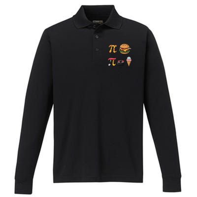 Pie Menu Funny Pi Day Pi 3 Performance Long Sleeve Polo