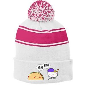 Philippines Mexico Filipino Proud Mexipino Halo Halo Dessert Stripe Pom Pom Beanie