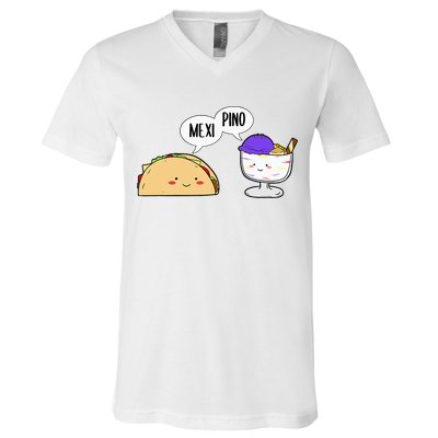Philippines Mexico Filipino Proud Mexipino Halo Halo Dessert V-Neck T-Shirt