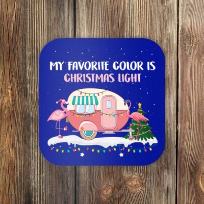 Ph My Favorite Color Is Christmas Light Flamingo Camping Rv Gift Coaster