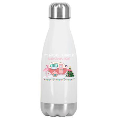 Ph My Favorite Color Is Christmas Light Flamingo Camping Rv Gift Stainless Steel Insulated Water Bottle