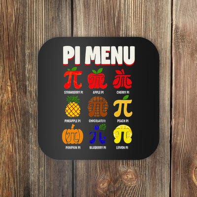 Pie Menu Funny Pi Day Pi 3 Coaster