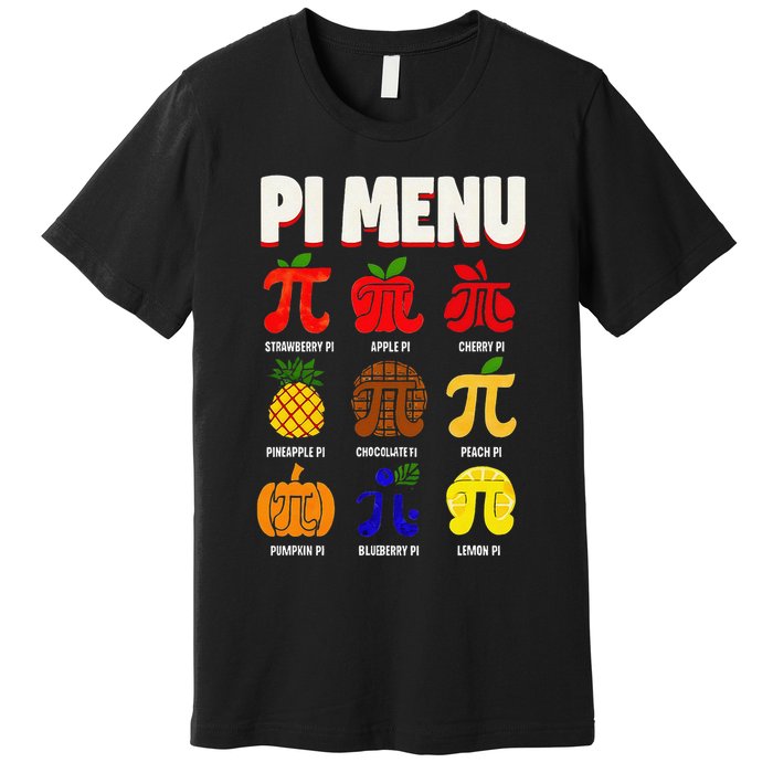 Pie Menu Funny Pi Day Pi 3 Premium T-Shirt