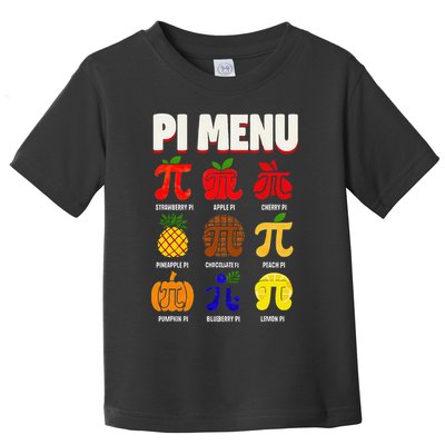 Pie Menu Funny Pi Day Pi 3 Toddler T-Shirt