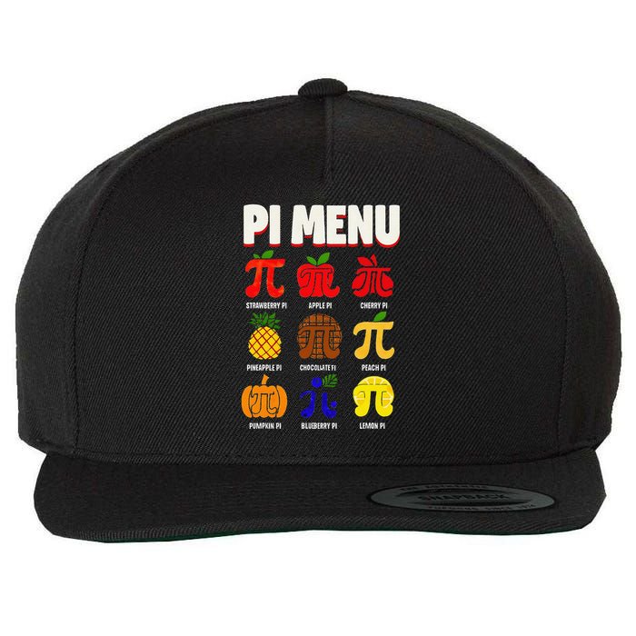 Pie Menu Funny Pi Day Pi 3 Wool Snapback Cap