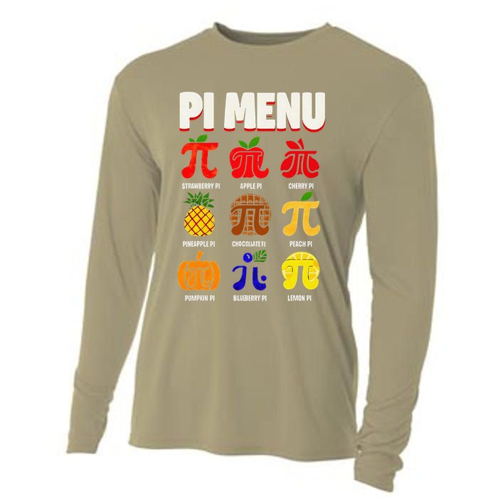 Pie Menu Funny Pi Day Pi 3 Cooling Performance Long Sleeve Crew