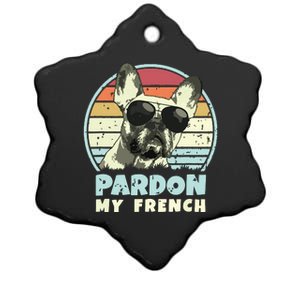 Pardon My French Retro Funny Frenchie French Bulldog Ceramic Star Ornament