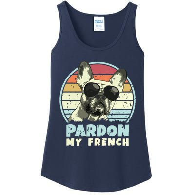 Pardon My French Retro Funny Frenchie French Bulldog Ladies Essential Tank