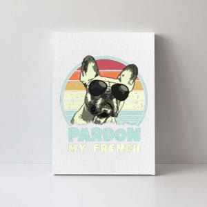 Pardon My French Retro Funny Frenchie French Bulldog Canvas