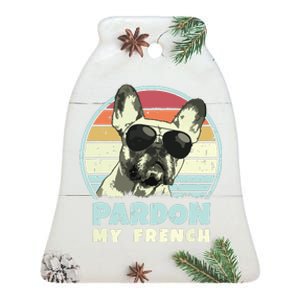 Pardon My French Retro Funny Frenchie French Bulldog Ceramic Bell Ornament