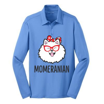 Pomeranian Mom Funny Momeranian Cute Pomeranian Silk Touch Performance Long Sleeve Polo