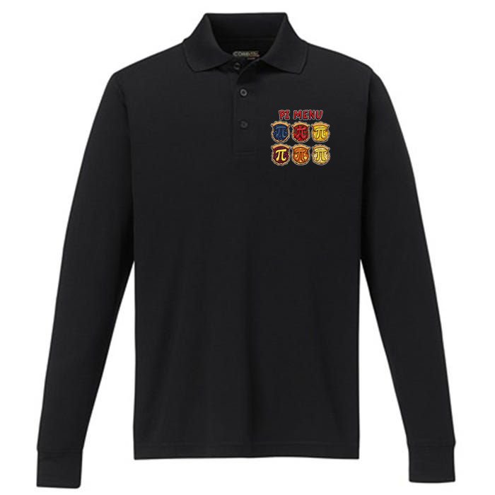 Pi Menu Funny Pi Pi 3 Performance Long Sleeve Polo