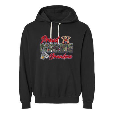 Proud Marine Grandma Personalize Dog Tags Garment-Dyed Fleece Hoodie