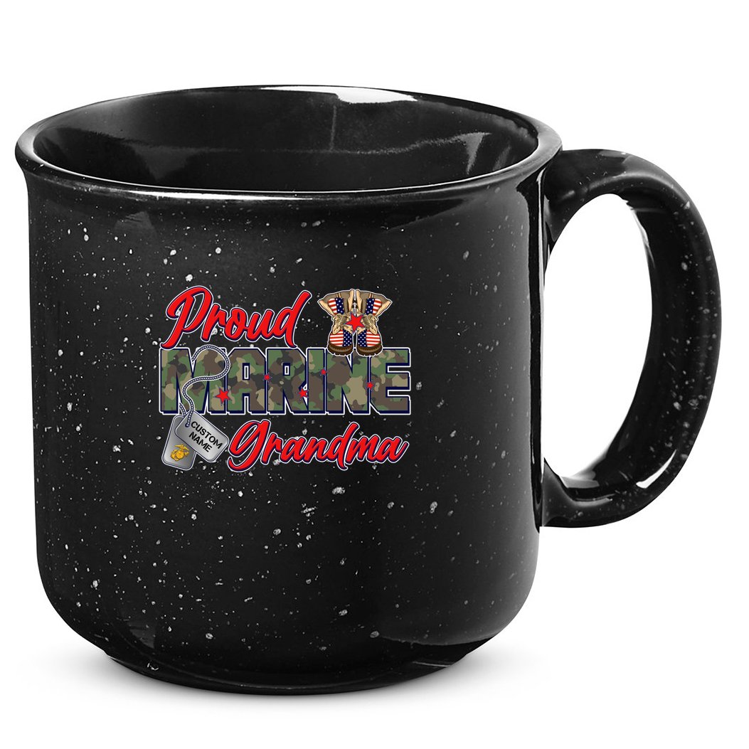 Proud Marine Grandma Personalize Dog Tags 15oz Campfire Ceramic Mug