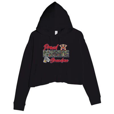 Proud Marine Grandma Personalize Dog Tags Crop Fleece Hoodie