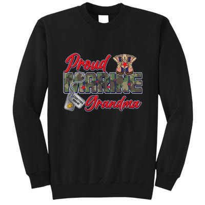 Proud Marine Grandma Personalize Dog Tags Tall Sweatshirt