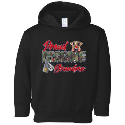 Proud Marine Grandma Personalize Dog Tags Toddler Hoodie