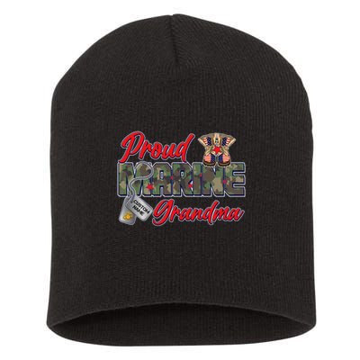 Proud Marine Grandma Personalize Dog Tags Short Acrylic Beanie