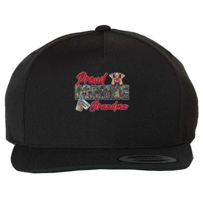 Proud Marine Grandma Personalize Dog Tags Wool Snapback Cap