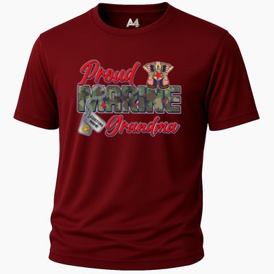 Proud Marine Grandma Personalize Dog Tags Performance Shirt